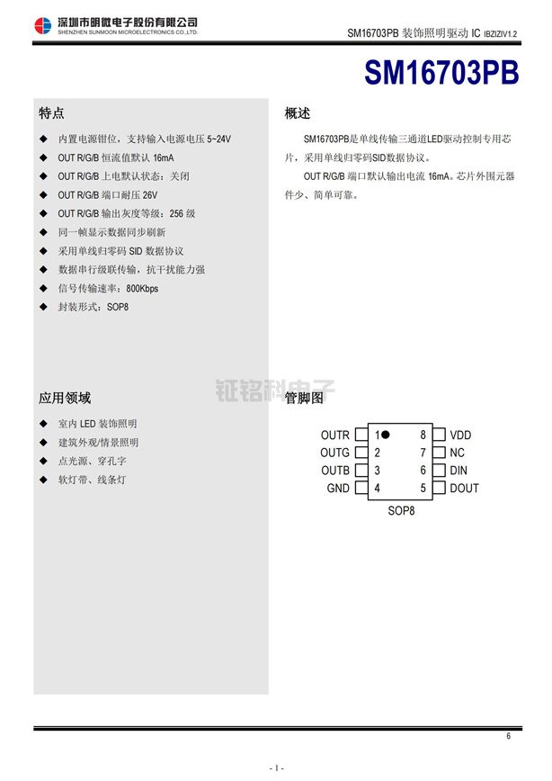 SM16703PBLED智能景觀驅動芯片