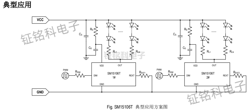 LED恒流驅(qū)動(dòng)芯片SM15106T 可輸出電流 1.2A(圖2) SM15106T 典型應(yīng)用方案圖.png